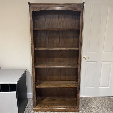 Solid Wood Bookcase with Adjustable Shelves