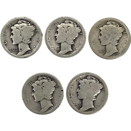 1917-1920 Mercury Silver Dimes
