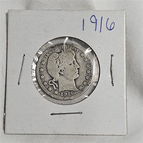 1916 Barber Quarter, a U.S. silver