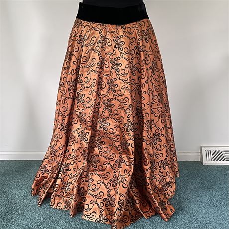Midcentury Joe Davidson Taffeta and Velvet Full Circle Skirt Size 14