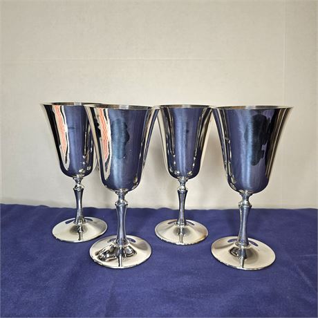 1970's Deuberti Modern Italian Silverplate Wine Goblets~Set of 4