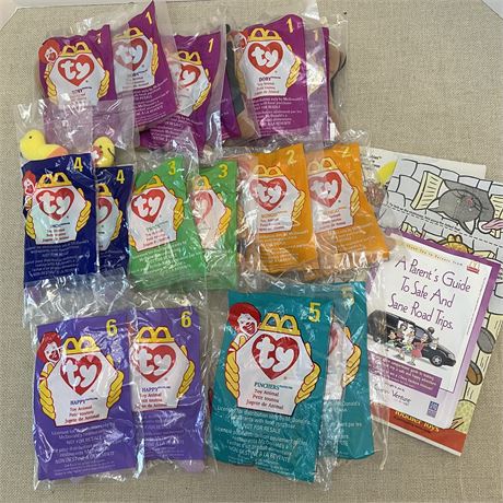 1998 Sealed #1-#6 McDonalds TY Beanie Babies (16 Total) w/ Happy Meal Bags