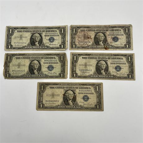 1934 C/D/E & 1957 B Blue Seal One Dollar Silver Certificate Bank Notes