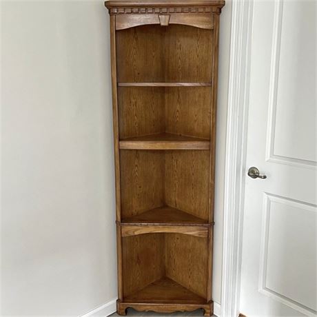 Vtg Solid Wood Corner Shelf