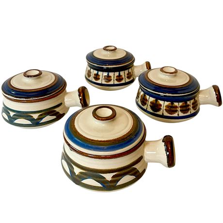 Vtg Stonecrest Ji Pottery Lidded Soup Crocks