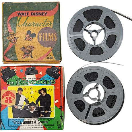 Vtg Walt Disney Characters and Three Stooges 8 mm Films