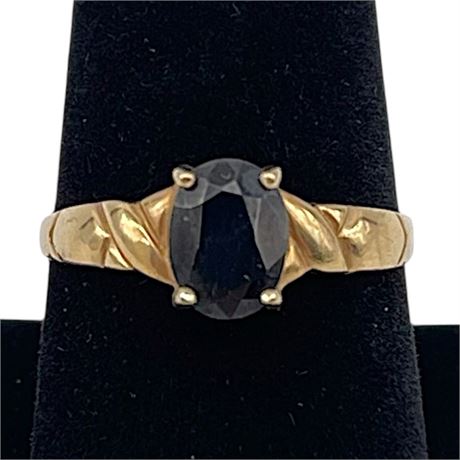 10K Yellow Gold Deep Blue Sapphire T&C Size 7.75 Ring