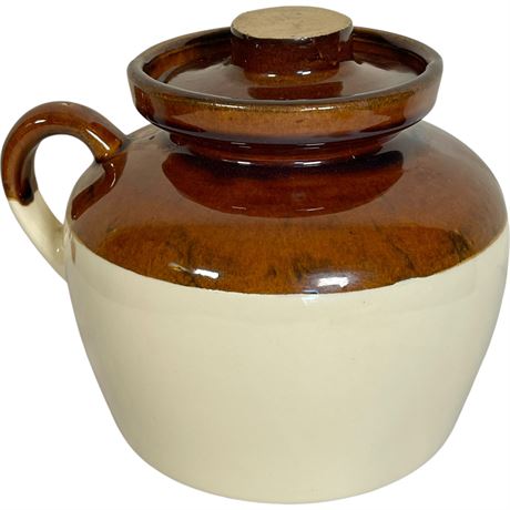 Vtg Roseville Stoneware Lidded Crock Bean Pot