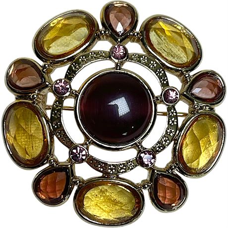 Vtg Designer Gripoix Amethyst Rhinestone Brooch