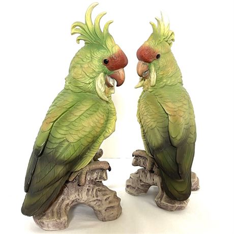 Pair of Vintage Andrea by Sadek Cockatoos Figurines