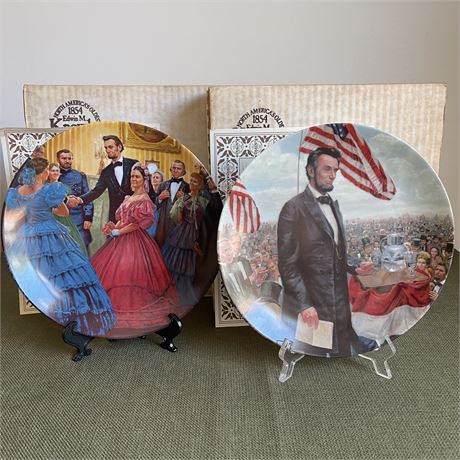 Knowles "Lincoln Man of America" Plates 1 and 2 w/ Boxes & Paperwork