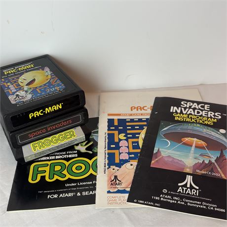 (3) Atari 2600 Game Cartridges w/ all Instruction Manuals