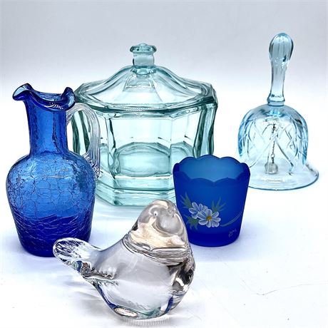 Blue Toned Decorative Glass Lot