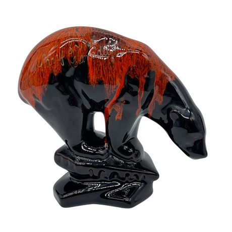 Rare Red-Brown Drip Glaze Polar Bear Blue Mountain Pottery Figurine