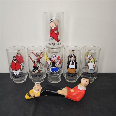 1970's Coca-Cola Popeye Character Drinking Glasses