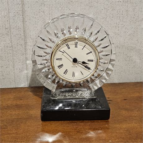 Genuine Lead Crystal Quartz Mantle/Desk Clock