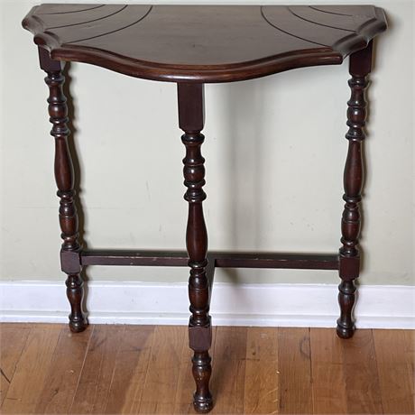 Vtg. Wooden Half Moon Table