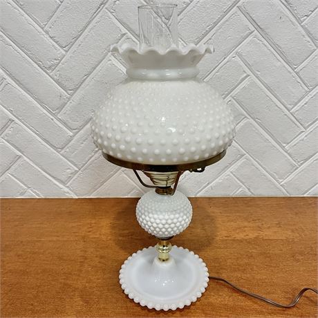 Hobnail Milk Glass-Gone with the Wind Style Hurricane Lamp