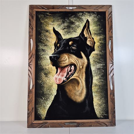 Doberman Pinscher Original Velvet Painting