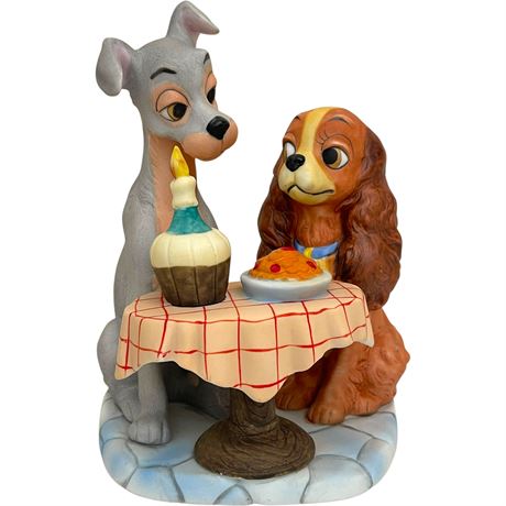 Vtg Disney Productions Lady and the Tramp Spaghetti Dinner Ceramic Figurine