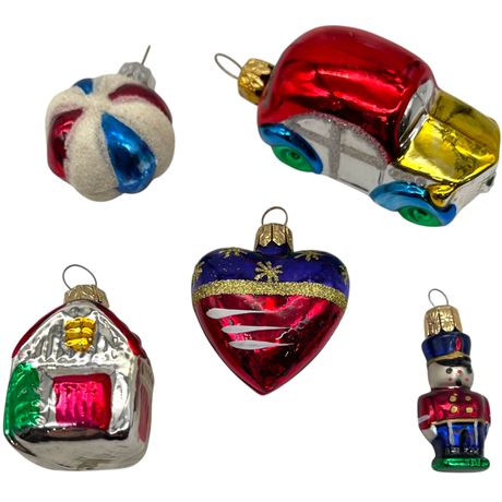 (5) Blown Glass Ornaments