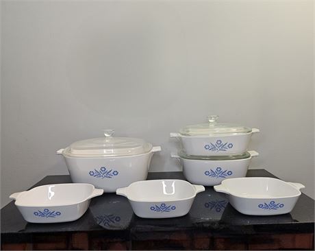9 pc. Vintage Corningware in Cornflower Blue