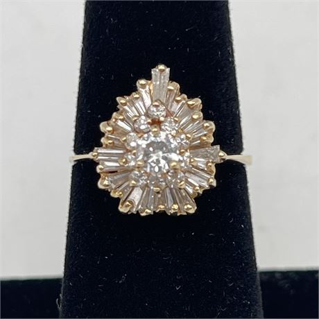 14K Yellow Gold Moissanite Marquise Cut Cluster Ring
