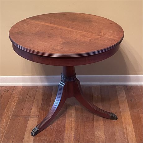 24" Round Drum Table with Brass Claw Feet