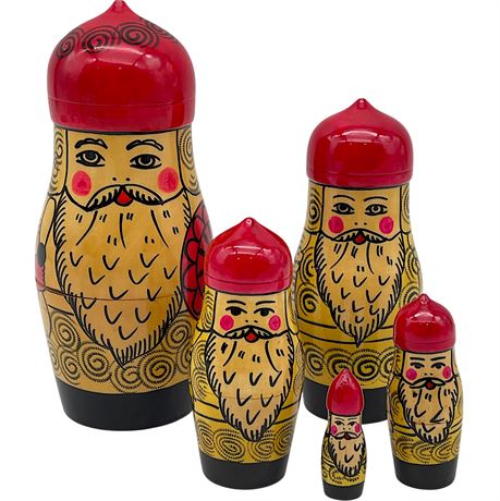 Vtg 5pc Russian Matryoshka Nesting Dolls of Russian Warriors