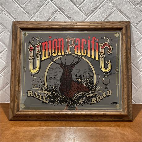 Vtg Marsel Union Pacific Railroad Framed Mirror