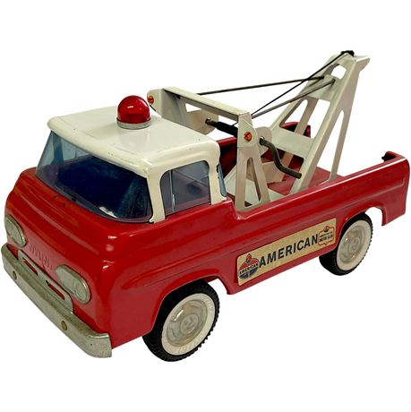 Vtg Nylint Ford Econoline American Wrecker Pressed Steel Toy Tow Truck