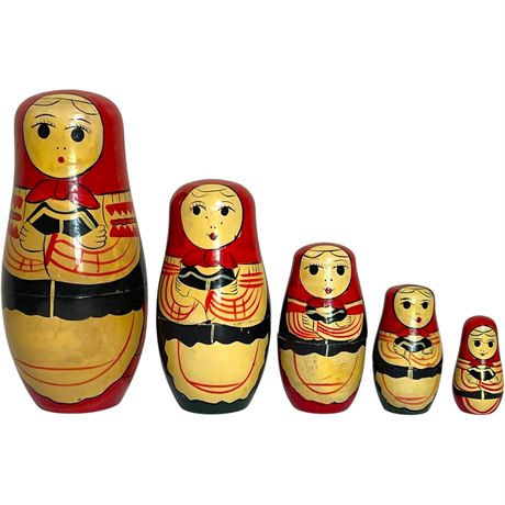 Vtg 5pc Matryoshka Russian Nesting Dolls