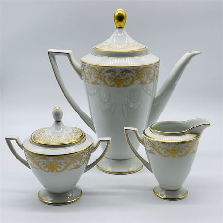 PMR & ER Golden Crown 'Golden Chantily' Porcelain Coffee Set