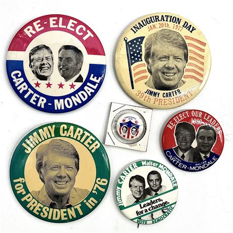 Vintage Political Campaign Pins - Jimmy Carter and Carter / Mondale