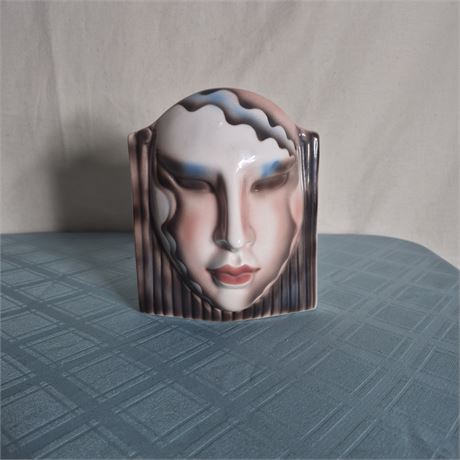 Vtg Art Deco Face Vase