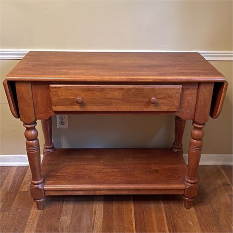 Solid Wood Single Drawer Drop Leaf Buffet / Serving Cart