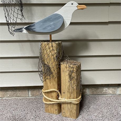 Hand Crafted Nautical Theme Seagull and Pilings