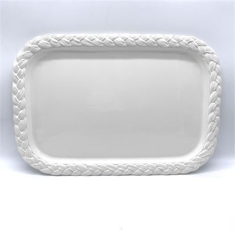 Large ESTE Italian White Ceramic Serving Platter