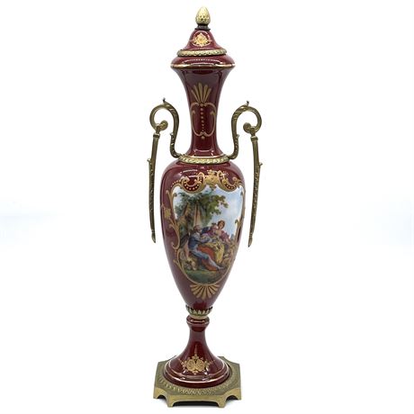 Victorian Signed/Hand-Painted Porcelain Mantle Urn