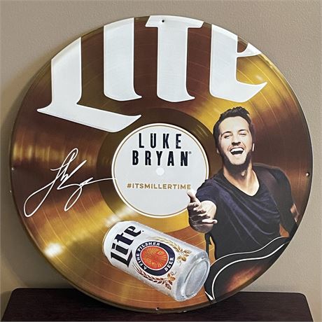 Luke Bryan "#ItsMillerTime" Metal Embossed Record Wall Sign