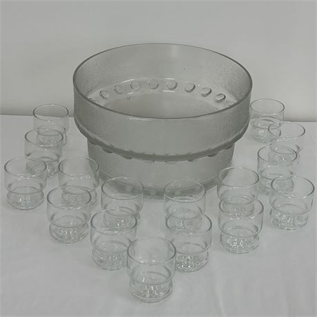 *Rare* Vintage L E Smith Crystal Punch Bowl with 16 Glasses