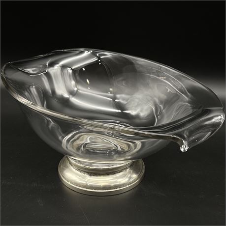 Vtg Sterling Silver Footed Glass Centerpiece Bowl