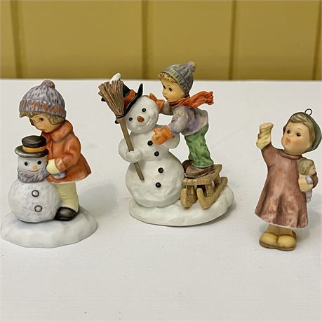 Vtg Goebel Hummel Winter Snowman Figurines & Ornament