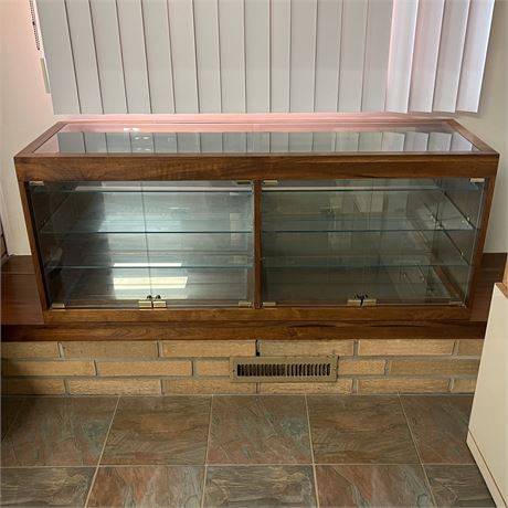 Glass Display Case with Wood Frame