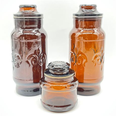Bundle of 3 Cremora Brown Glass Jars