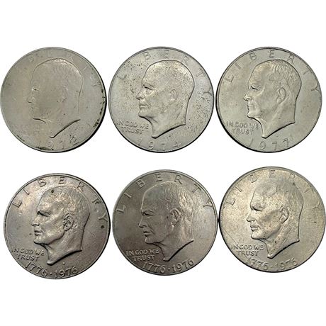 Eisenhower One Dollar Coins - '72-'77 & 1776-1976 Bicentennial