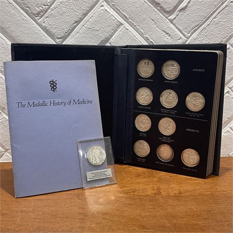 Medallic History of Medicine Sterling Silver Collection with Booklet (61 total)