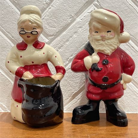 Vintage St. Nick / Mrs. St. Nick (Santa and Mrs. Claus) Ceramic Planters