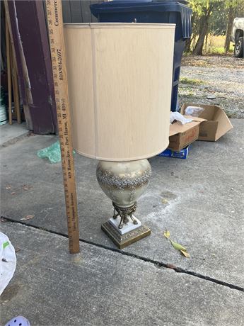 antique table lamp with a neoclassical or Hollywood Regency style,