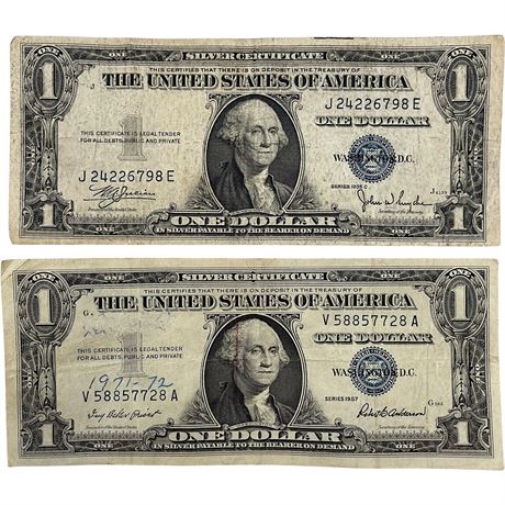 1935 C & 1957 $1 Blue Seal Silver Certificates